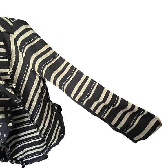 Lane Bryant Blazer Jacket Sz 16 Striped Open Front Draped Casual Work Coastal - Picture 7 of 12